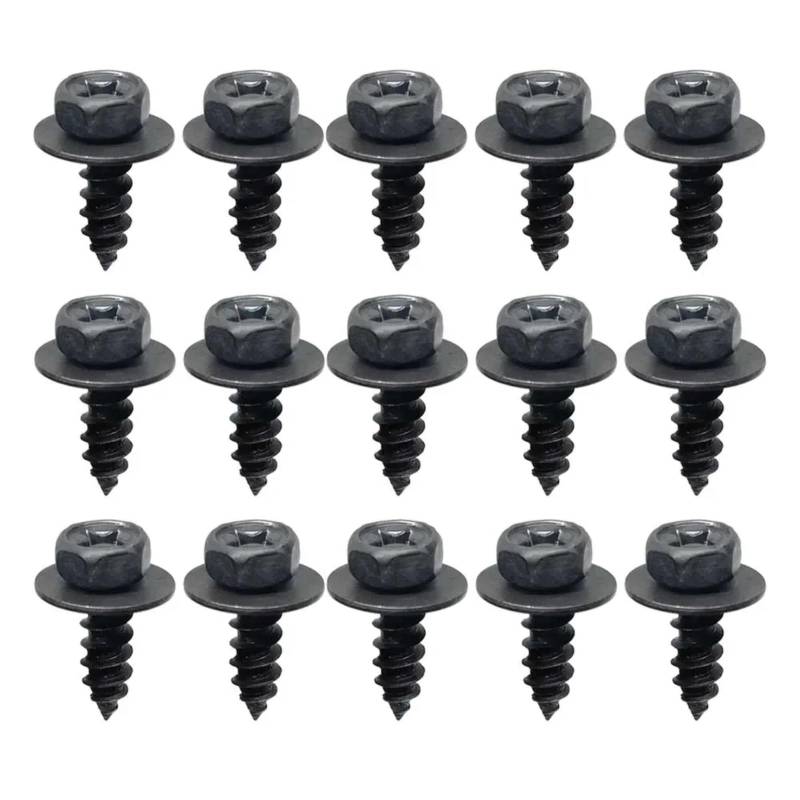 RDWSPLI Motorrad Schrauben Set M6 6 Mm Allgemeine Teile Schwarze Selbstschneidende Schrauben Für Kreuzsechskantschrauben Mit Dichtung Für Auto-Motorrad-Stoßfänger-Kotflügel-Motorschutz(15pcs) von RDWSPLI