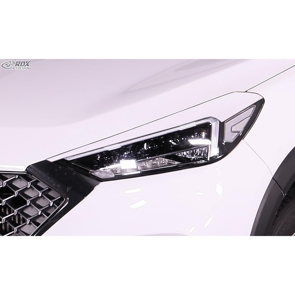 Scheinwerferblenden kompatibel mit Hyundai Tucson (TLE) Facelift (nur LED-Scheinwerfer) 2018-2020 (ABS) von RDX Racedesign