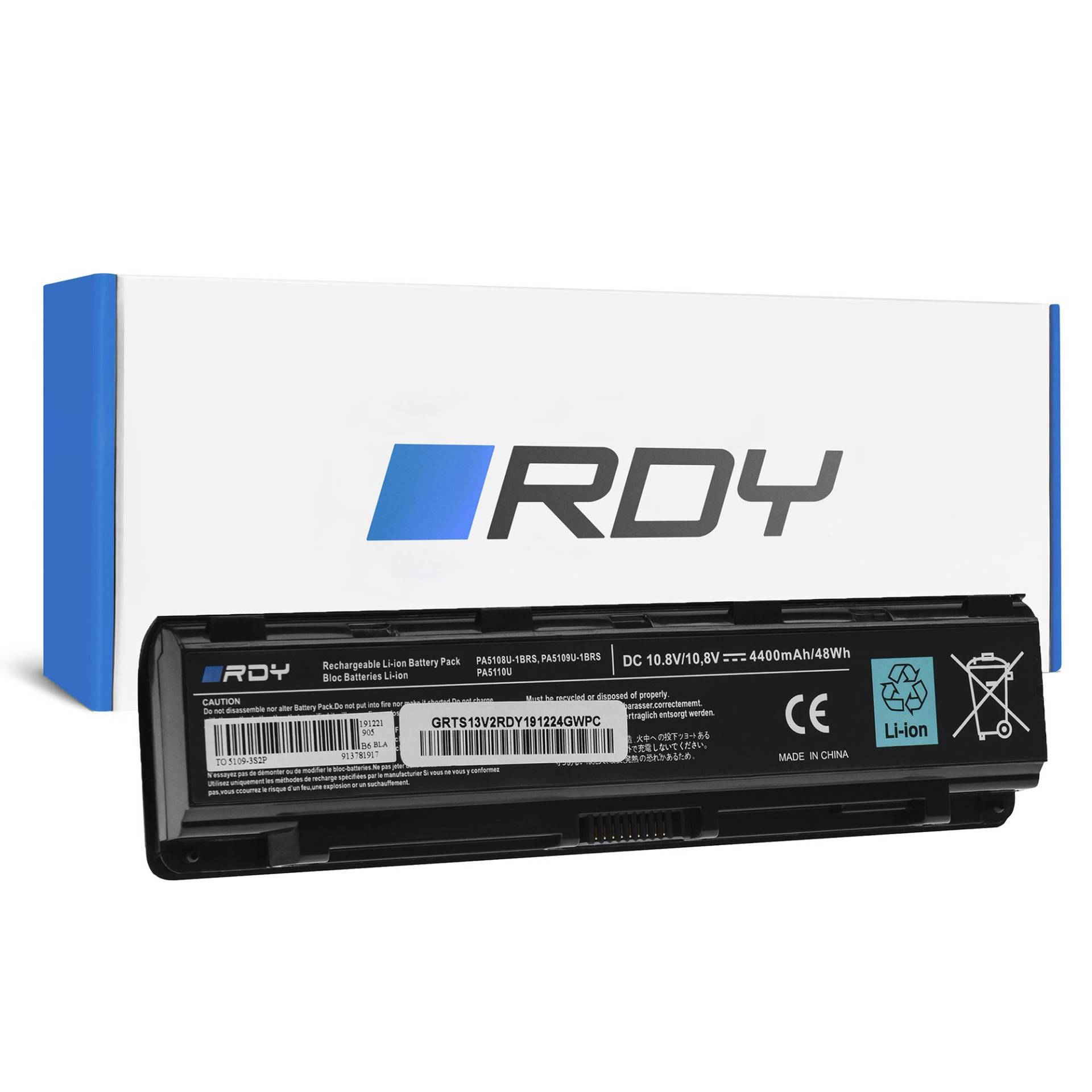 RDY Laptop Akku PA5109U-1BRS PABAS272 PA5110U-1BRS Notebook Batterie für Toshiba Satellite C50 C50D C50-A-14W C55 C55-A-1H9 C55-A-1GJ C55-A-1GK C70 C75 C75D L70 (Kapazität: 4000 mAh 10.8V) von RDY