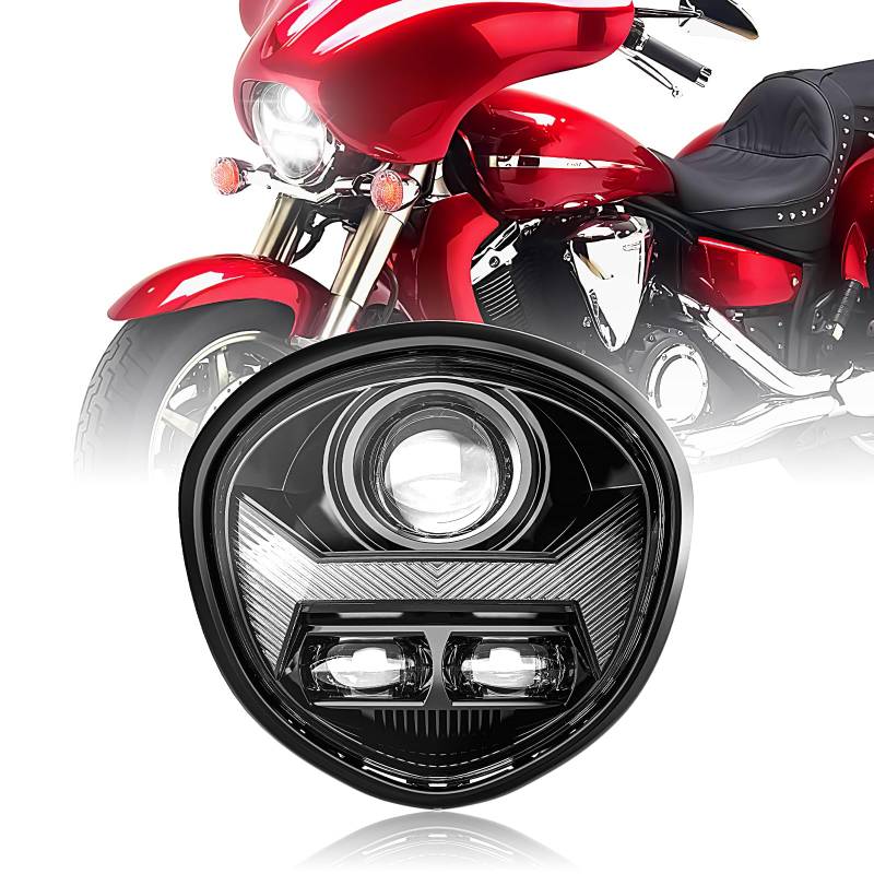 REALOVE Motorrad Scheinwerfer E Geprüft, 65W Motorrad Zusatzscheinwerfer für V Star 1300 XVS1300 XVS1300A XVS1300CT Tourer, LED Scheinwerfer von REALOVE