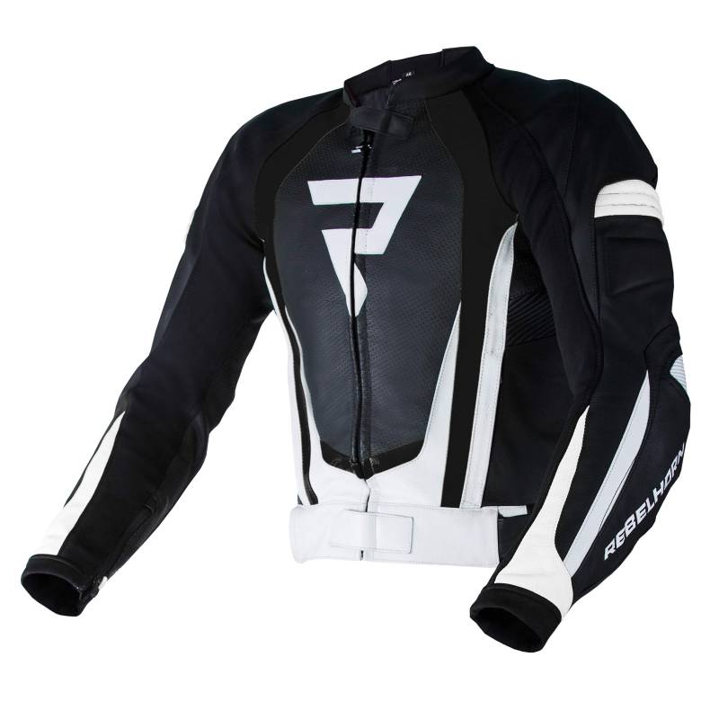 Leather Jacket Rebelhorn Piston II Pro Black/White 46 von REBELHORN