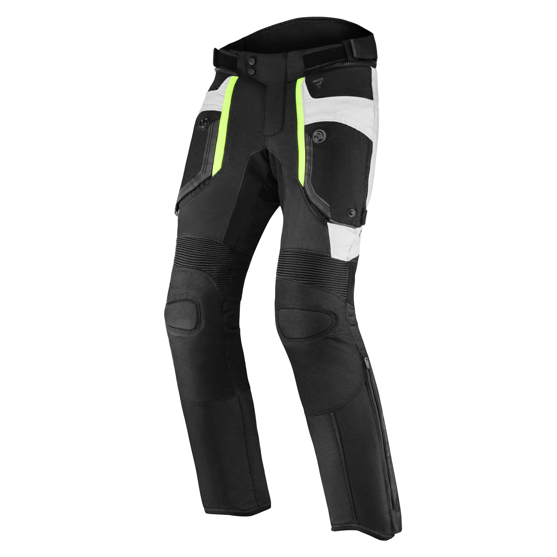 REBELHORN Borg Textile Motorradhose Für Männer Humax Membran Knieschützer Belüftung rutschfeste Paneele 3 Taschen Reflektierende Elemente von REBELHORN