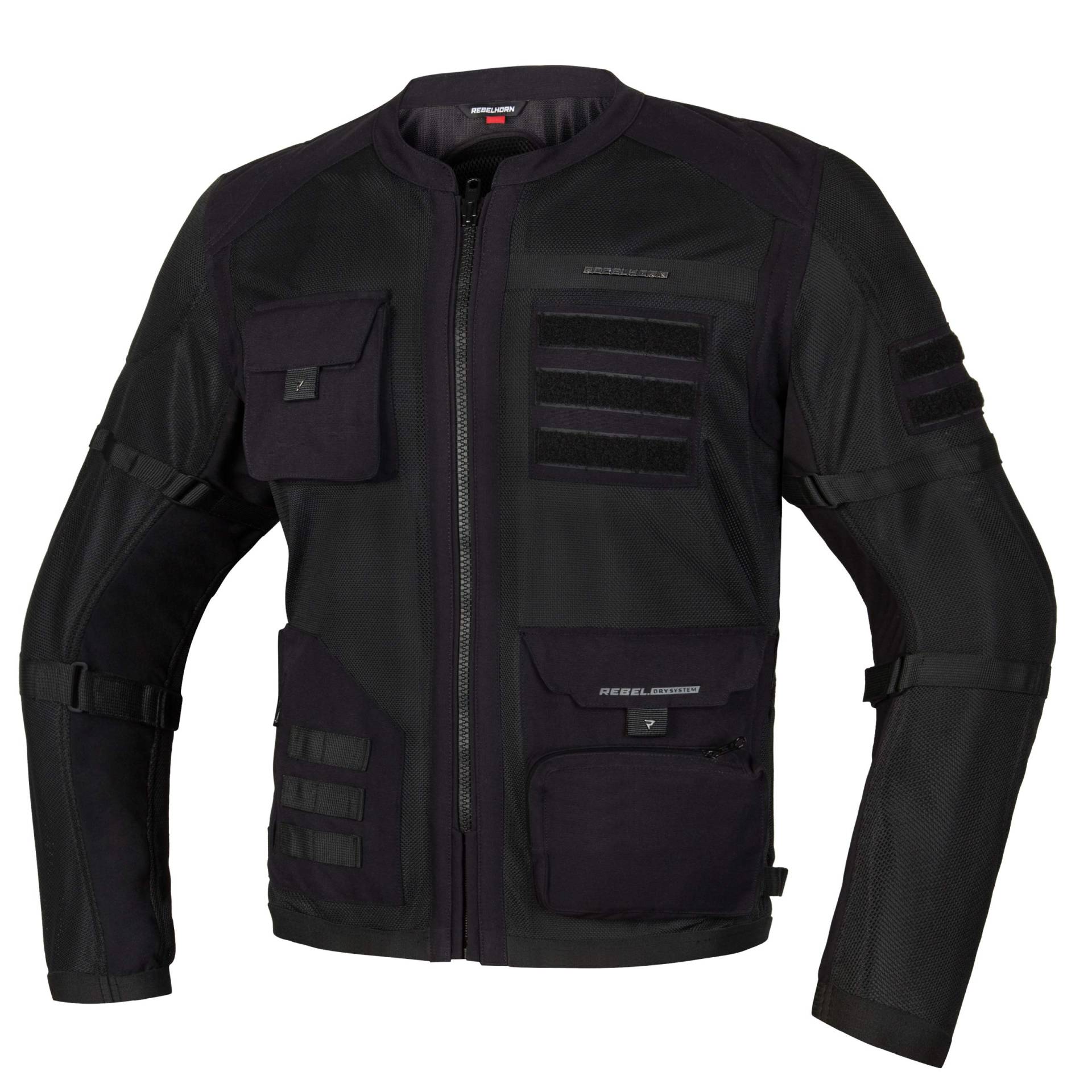 REBELHORN Brutale Motorradjacke Für dynamische Fahrten bei heißem Wetter Stahlgitter Ellenbogen Schulter- und Rückenprotektoren Reflektierende Elemente 6 Taschen von REBELHORN