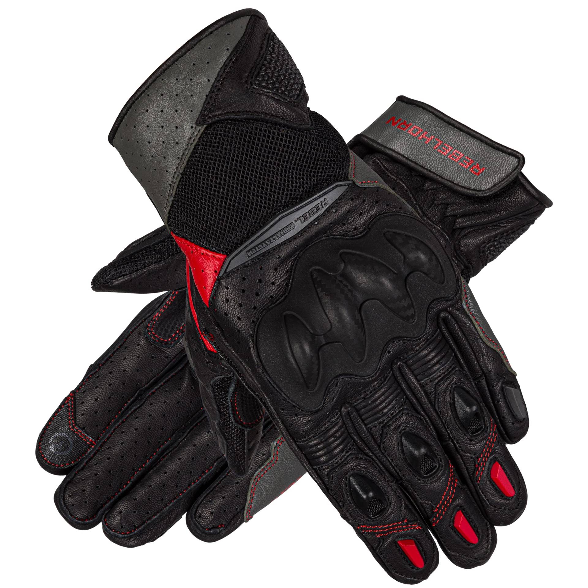 REBELHORN Flux II Lady Ledermotorradhandschuhe für Frauen Ziegenleder SAS-TEC und Superfabric Panels Belüftung Touchscreenfreundliche Pads von REBELHORN