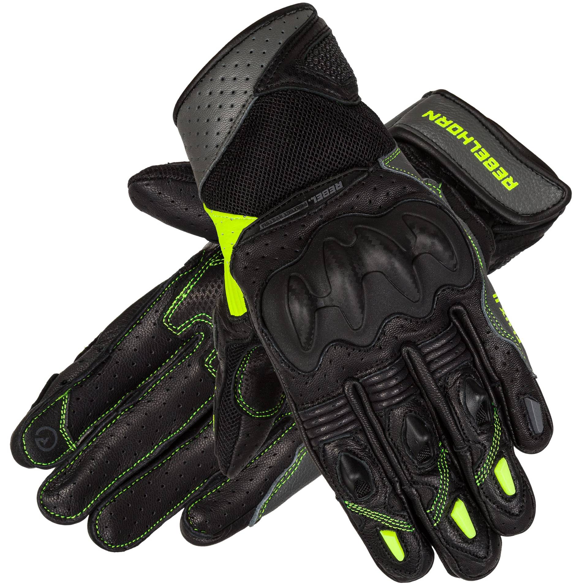 REBELHORN Flux II Lady Ledermotorradhandschuhe für Frauen Ziegenleder SAS-TEC und Superfabric Panels Belüftung Touchscreenfreundliche Pads von REBELHORN