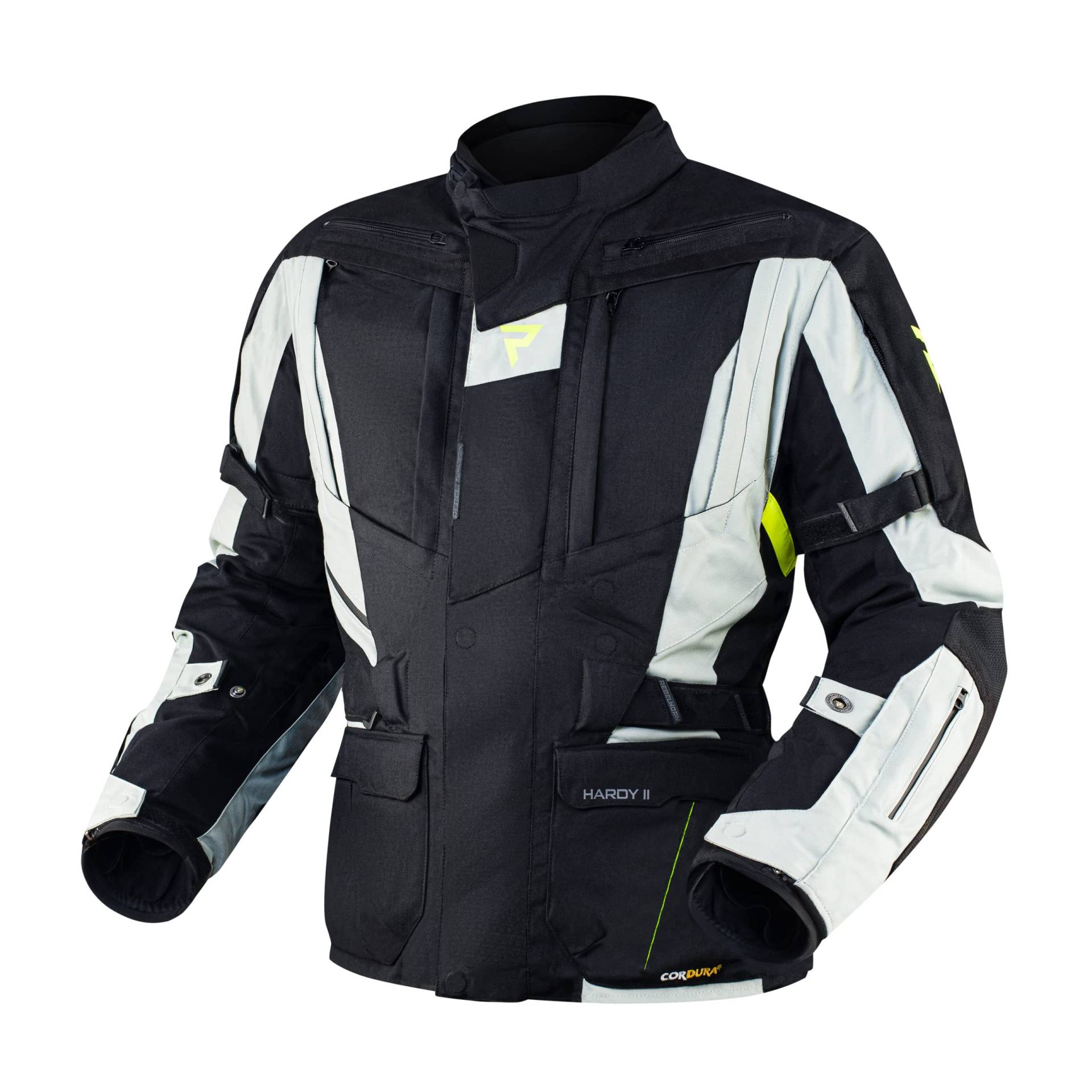 REBELHORN Hardy II Motorradjacke für Männer 3 Schichten Wasserdichte atmungsaktive Membran CE-Level 2 Ellbogen- und Schulterschutz von REBELHORN