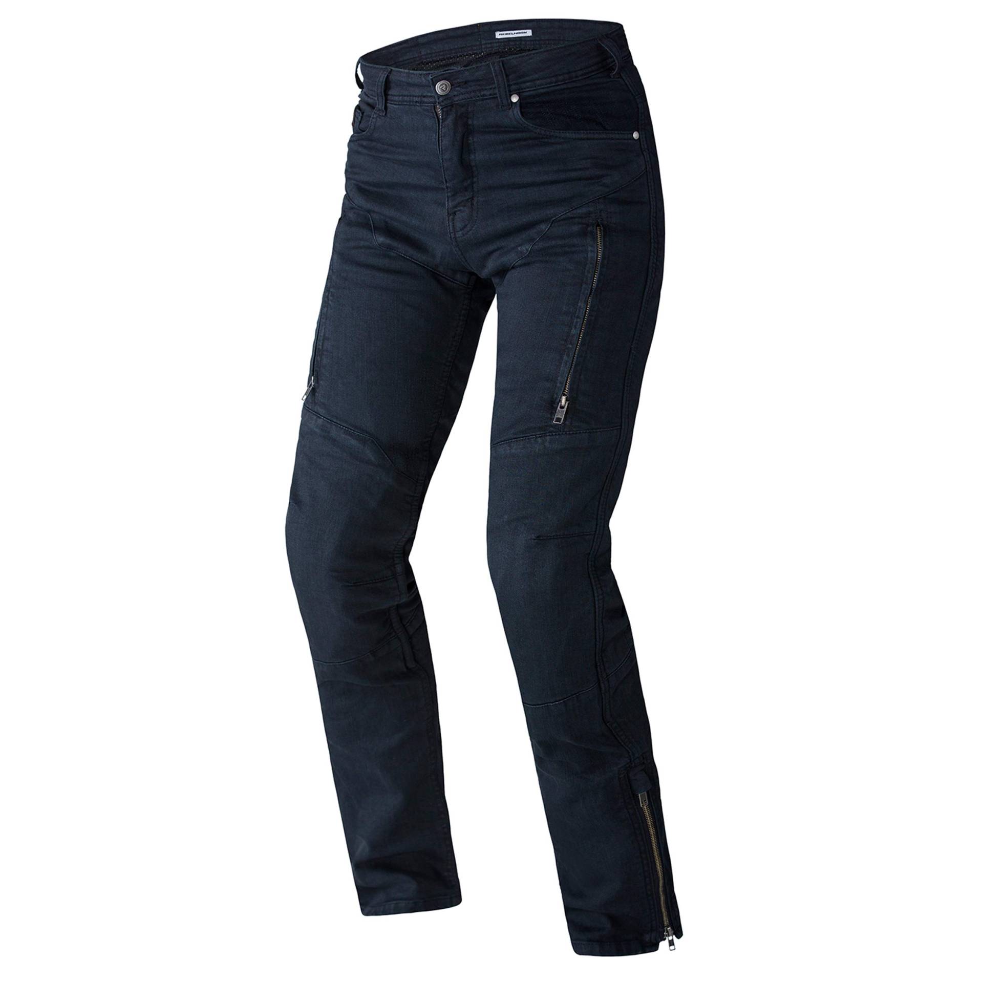 REBELHORN Hawk II Motorradjeans Herren | Aramidfaser Futter | Knie und Hüftprotektoren | 2 Belüftungskanäle mit Reißverschluss | Regular Fit von REBELHORN