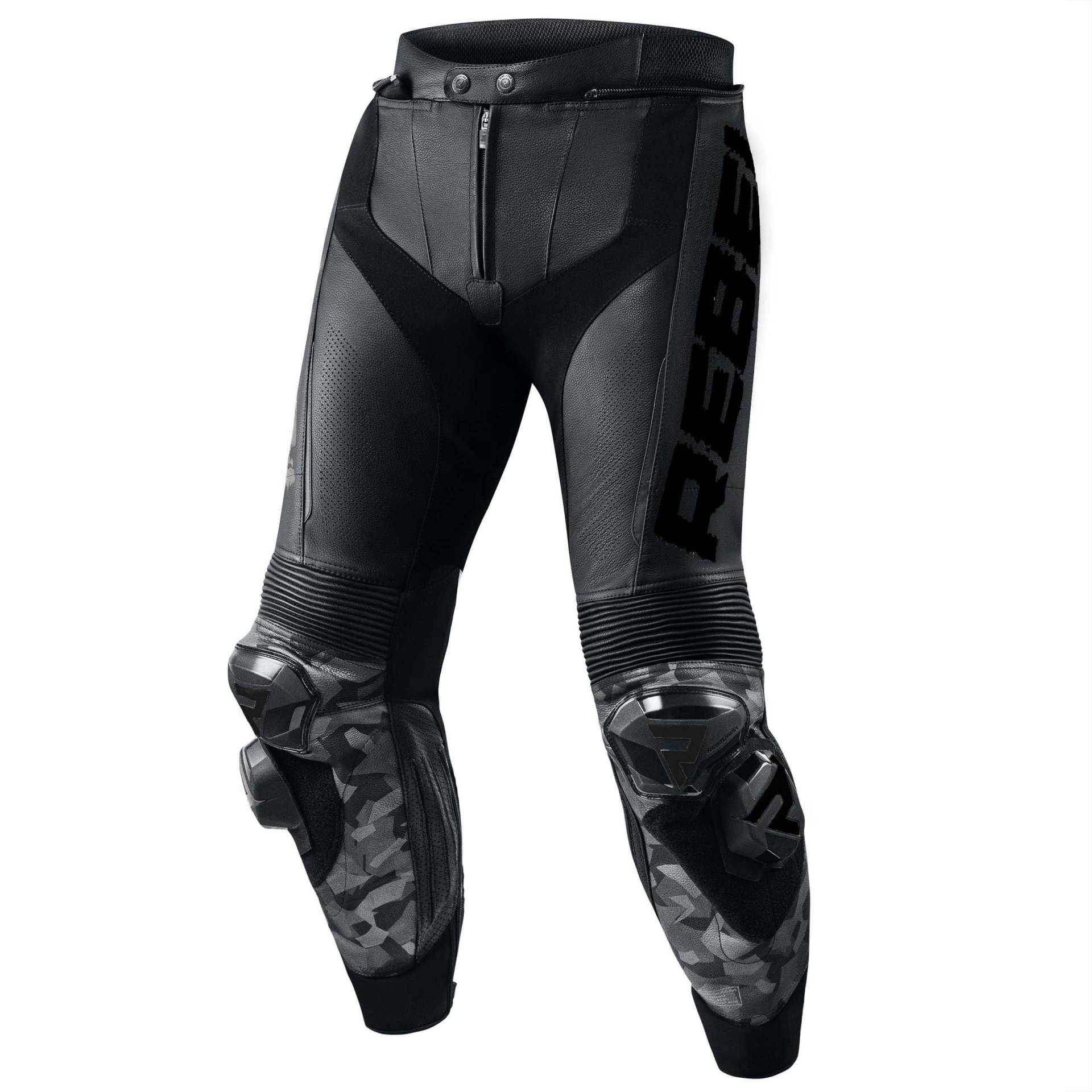 REBELHORN Rebel Motorradhose Herren | Leder | Knie, Hüft und Steißbein Protektoren | Austauschbare Knieschieber | Perforierte Paneele von REBELHORN