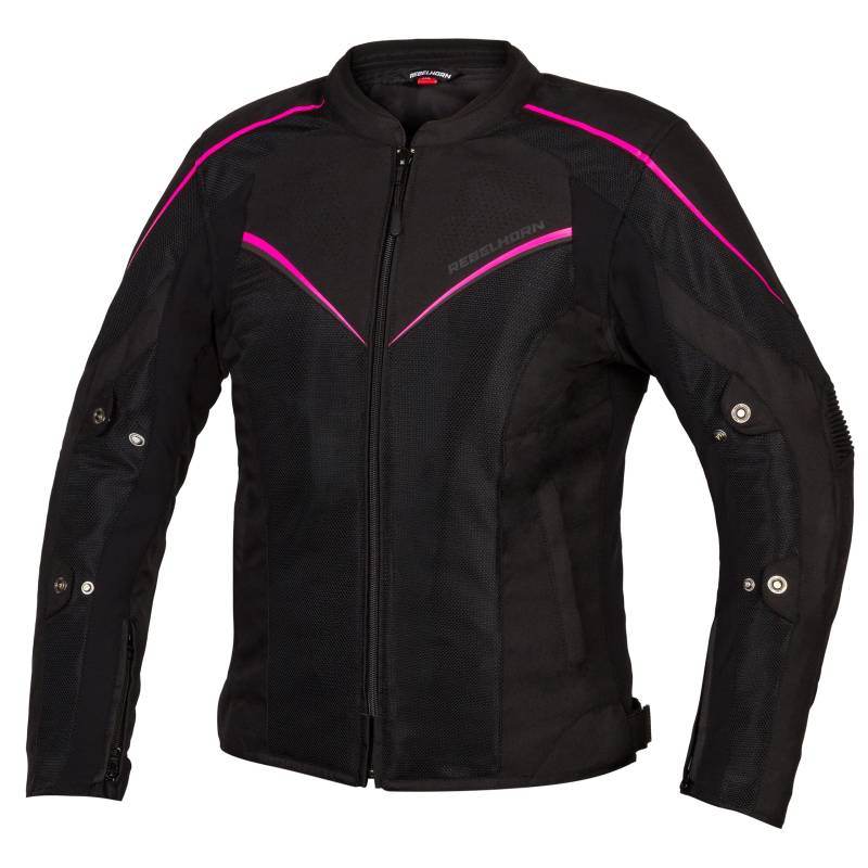 REBELHORN Hiflow IV Lady Motorradjacke für Frauen Humax Membrane Ellbogen- und Schulterschutz Abnehmbare Gilet-Belüftungstaschen Reflektierende Elemente von REBELHORN