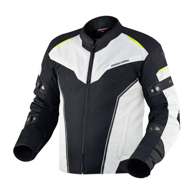 REBELHORN Hiflow IV Motorradjacke Herren | Abnehmbare Humax Membrane | Ellenbogen und Schulterprotektoren Stufe 2 | Mesh-Belüftung Einsätze | Abnehmbare Thermofutter von REBELHORN