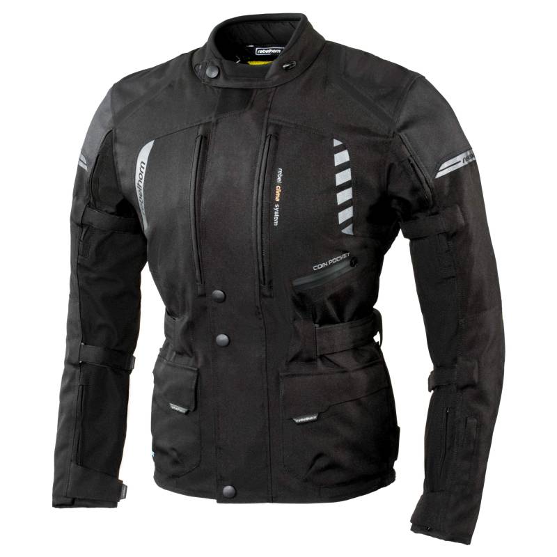 REBELHORN Hiker II Motorradjacke Langlebige Materialien CE-Level 2 Ellbogen- und Schulterschutz Reissa Membranbelüftung Reflektierende Elemente 7 Taschen von REBELHORN