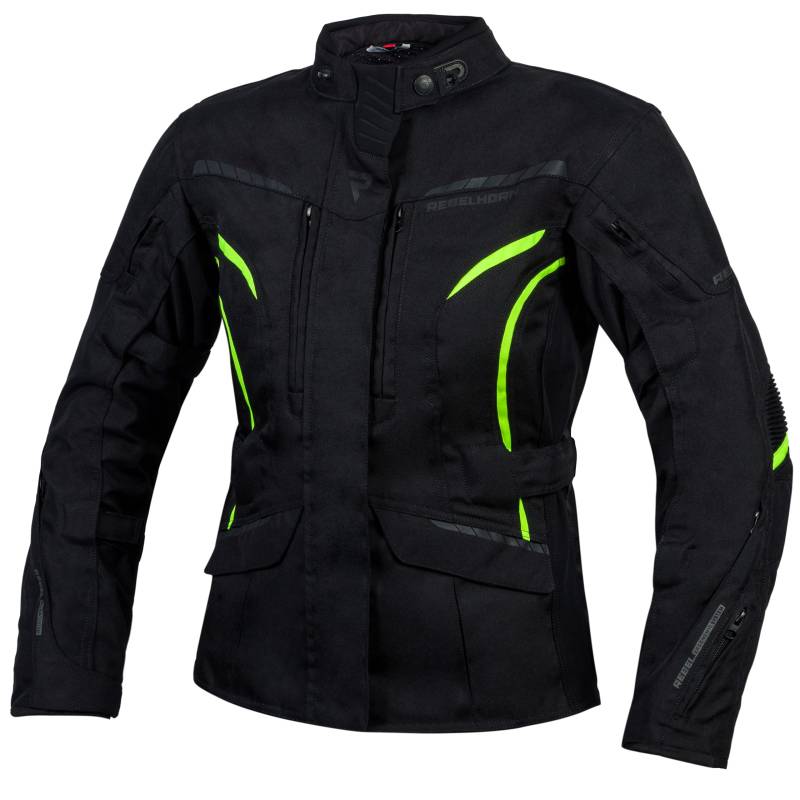 REBELHORN Hiker III Lady Motorradjacke für Frauen Langlebige Materialien Reissa Membran Ellenbogen und Schultern Protektoren Belüftungstaschen Reflektierende Elemente von REBELHORN