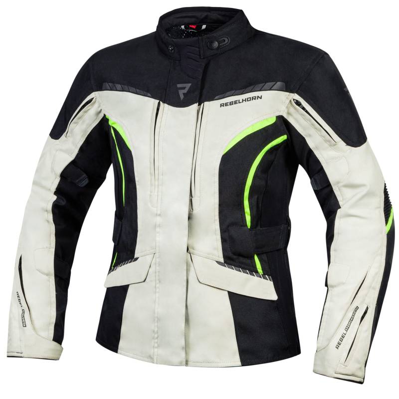 REBELHORN Hiker III Lady Motorradjacke für Frauen Langlebige Materialien Reissa Membran Ellenbogen und Schultern Protektoren Belüftungstaschen Reflektierende Elemente von REBELHORN