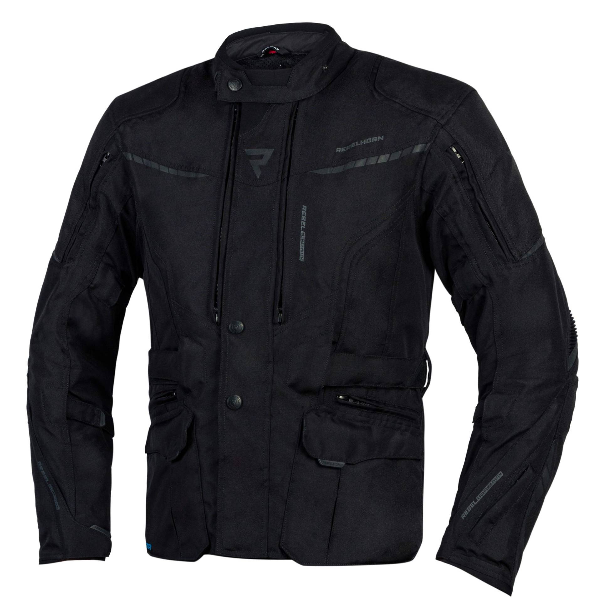 REBELHORN Hiker III Motorradjacke Herren | Textil | Reissa Membran | Ellbogen und Schulterprotektoren Stufe 2 | Rückenprotektor Tasche | 10 Belüftungskanäle von REBELHORN