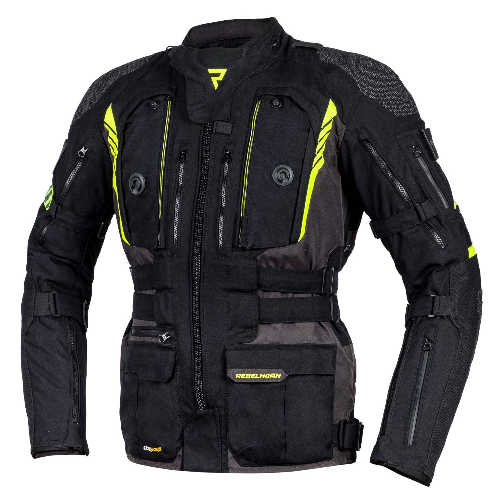 REBELHORN Patrol Motorradjacke Herren | Cordura | Sympatex Membran | Ellbogen und Schulterprotektoren Stufe 2 | Rückenprotektor Stufe 1 | Thermofutter | Belüftungspaneele von REBELHORN