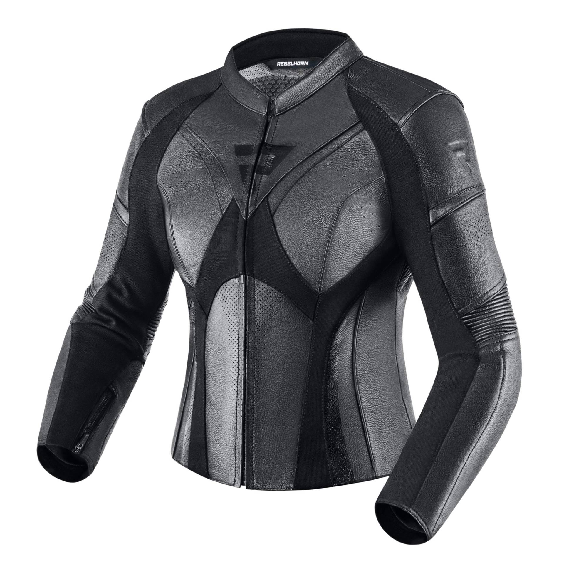 REBELHORN Rebel Lady Motorradjacke Damen | Rindsleder | Ellbogen und Schulterprotektoren Stufe 2 | Rückenprotektor Stufe 1 | Perforierte Belüftungspaneele von REBELHORN