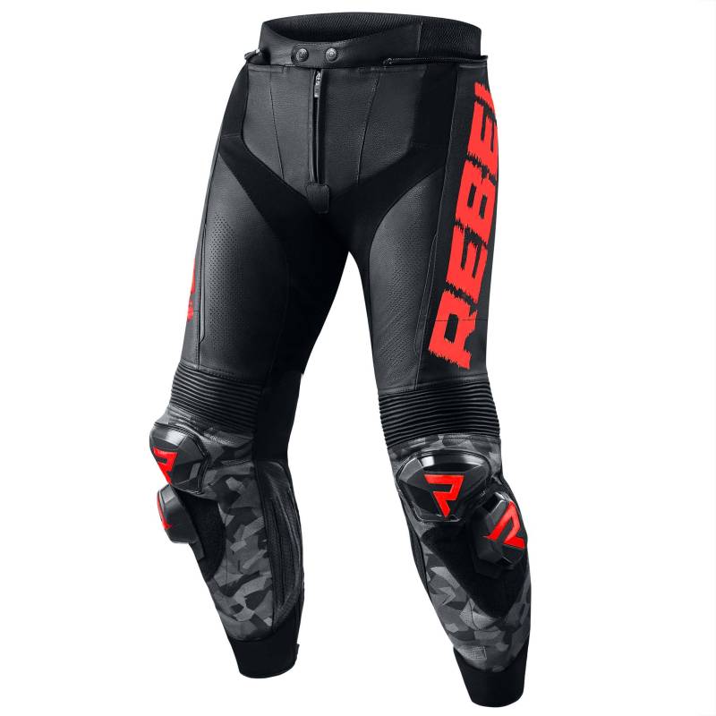 REBELHORN Rebel Motorradhose Herren | Leder | Knie, Hüft und Steißbein Protektoren | Austauschbare Knieschieber | Perforierte Paneele von REBELHORN