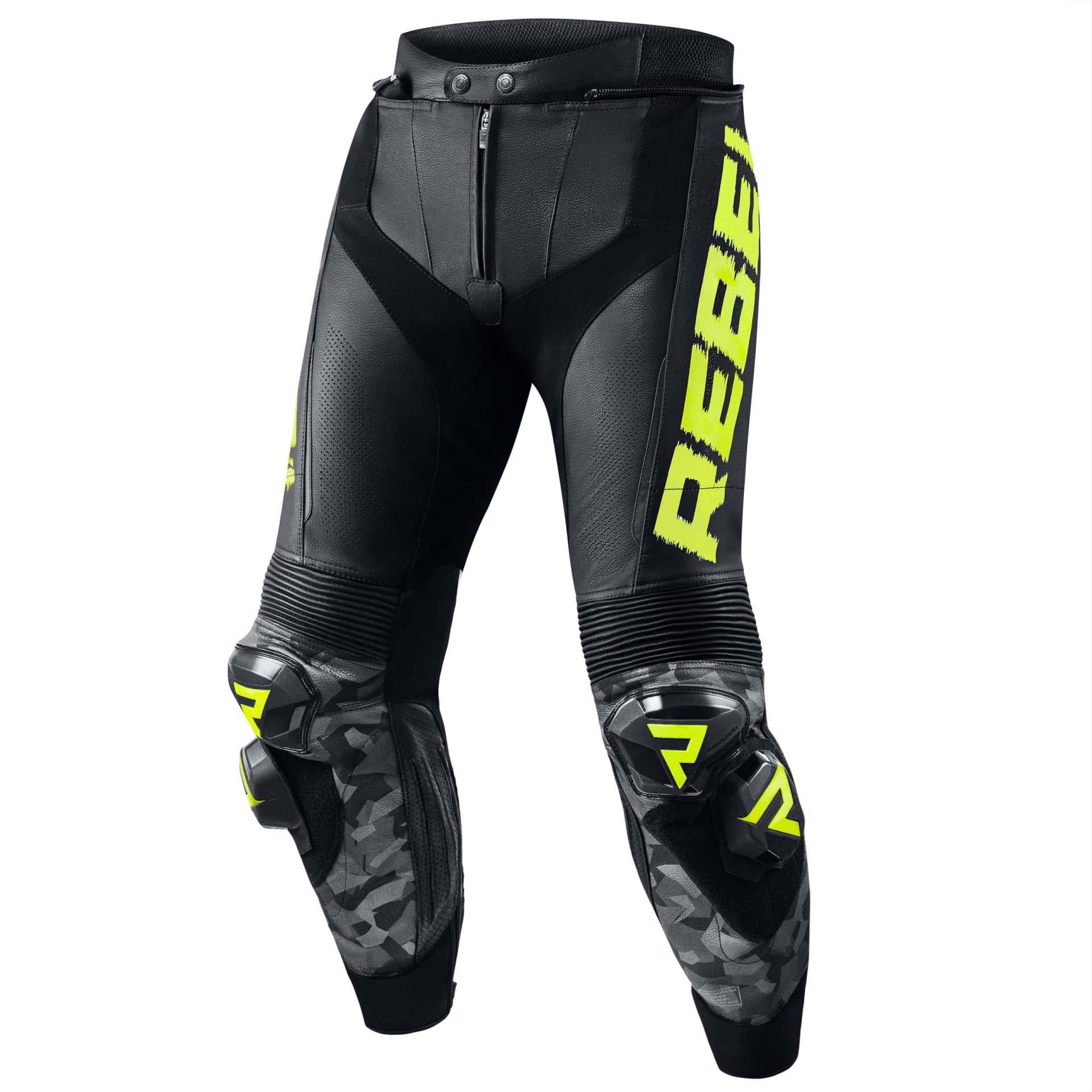 REBELHORN Rebel Motorradhose Herren | Leder | Knie, Hüft und Steißbein Protektoren | Austauschbare Knieschieber | Perforierte Paneele von REBELHORN