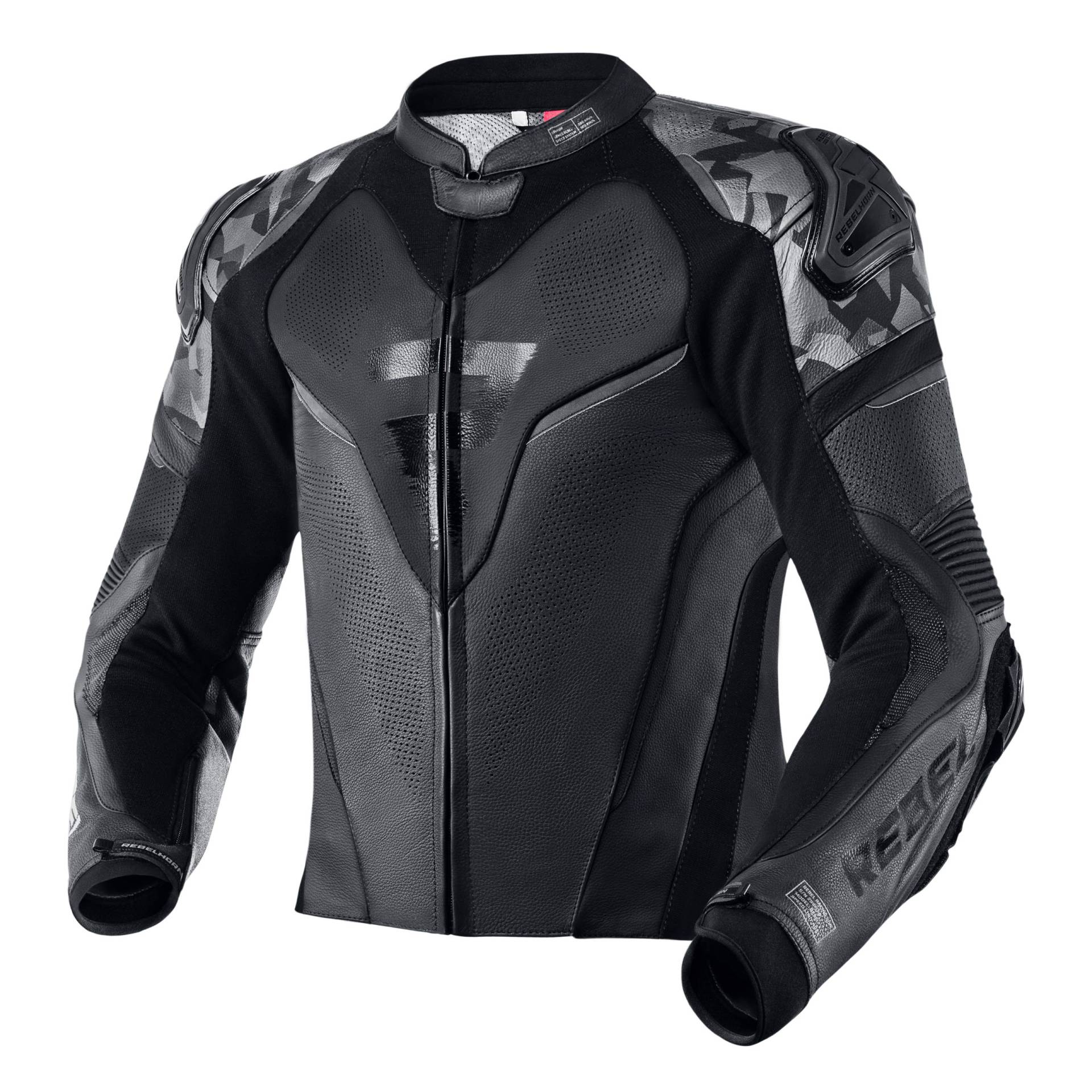 REBELHORN Rebel Motorradjacke Herren | Rindsleder | Ellbogen, Schultern und Rückenprotektor Stufe 2 | Ellbogen und Schulterschieber | Wasserdichte In&Out Weste | Belüftungspaneele von REBELHORN