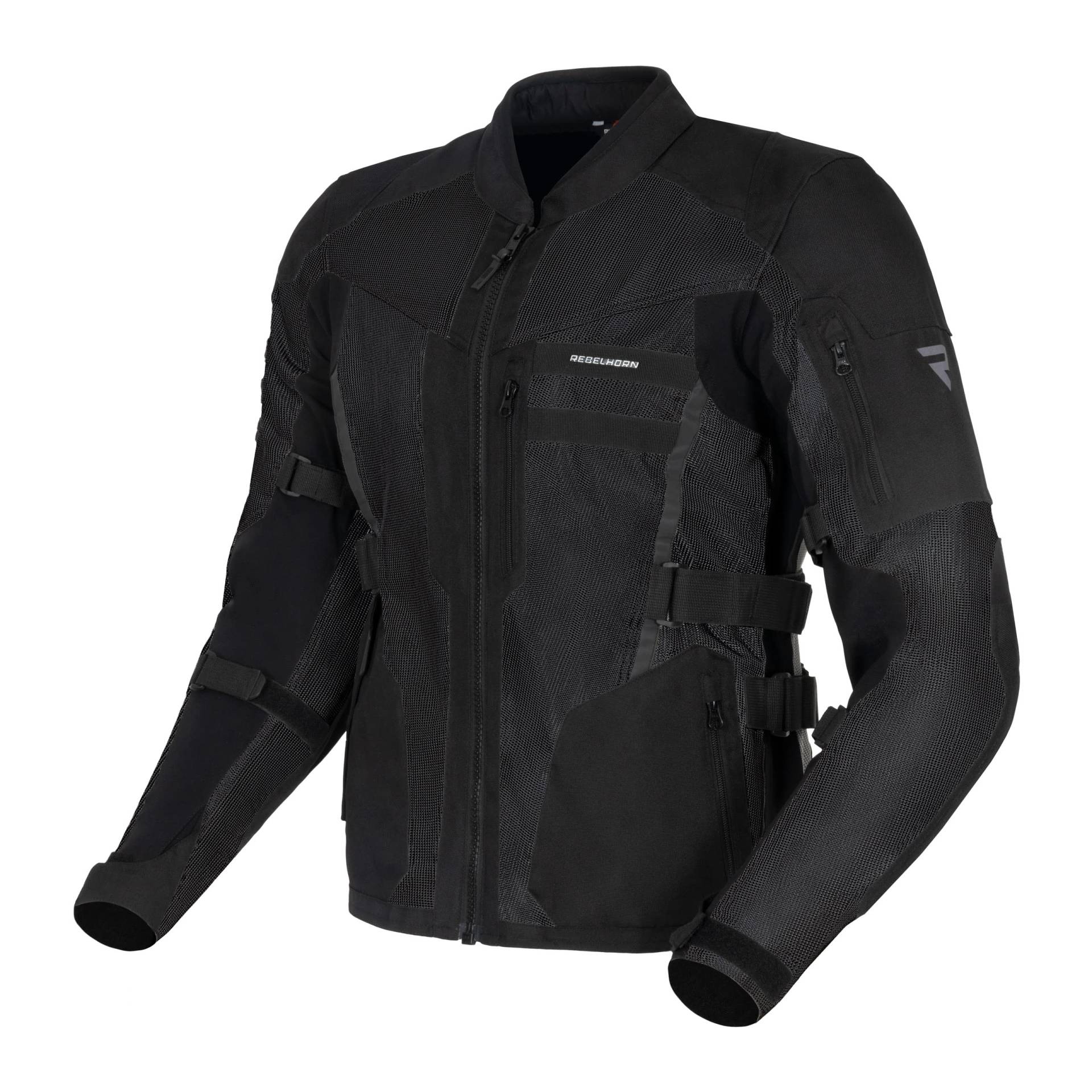 REBELHORN Scandal II Motorradjacke Herren | Textile | Ellbogen und Schulterprotektoren | Große Mesh-Einsätze | Doppel und Dreifachnähte | Reflektierende Elemente, Schwarz, 3XL von REBELHORN