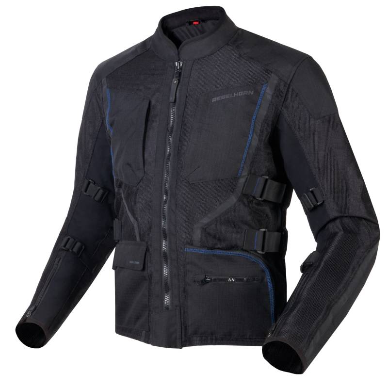 REBELHORN Scandal Motorradjacke Herren | Textile | Ellbogen und Schulterprotektoren | Große Mesh-Einsätze | Doppel und Dreifachnähte | Reflektierende Elemente von REBELHORN