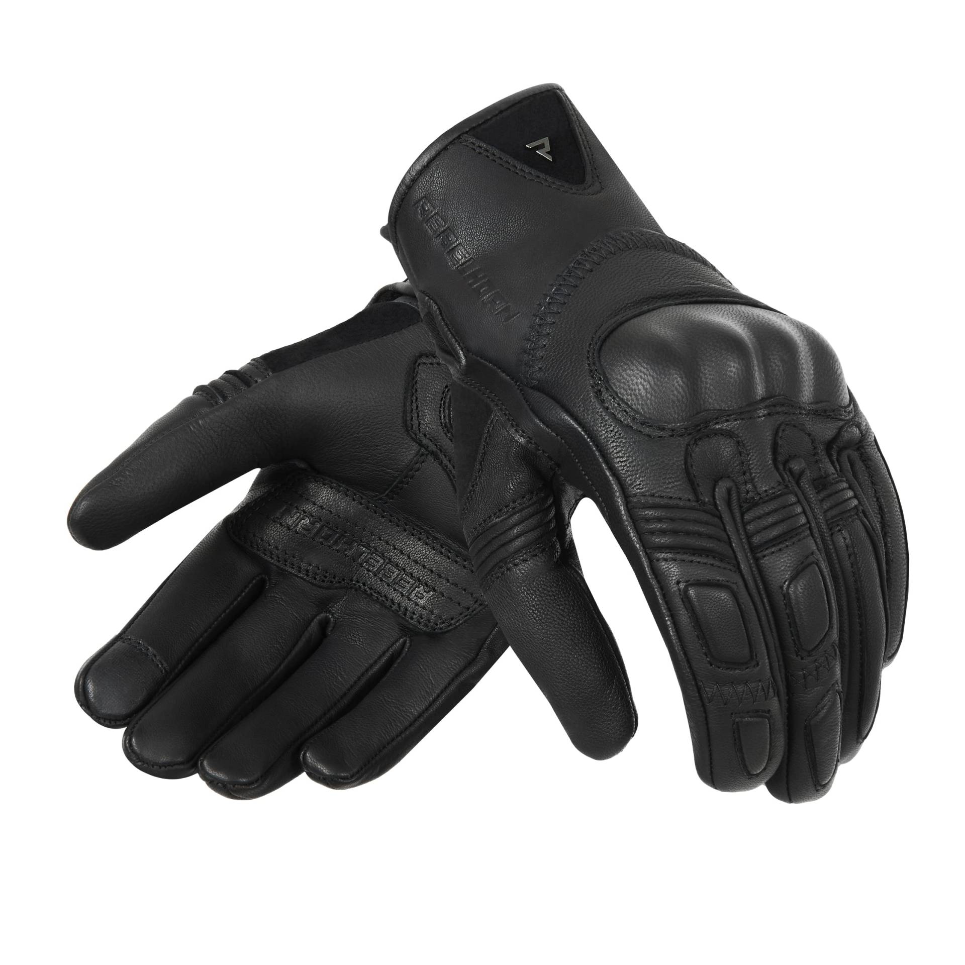 REBELHORN Thug II Lady Motorradhandschuhe Damen | Ziegenleder | SAS-TEC Paneele zur Absorption von Schlag | Atmungsaktives Futter | Unterstützung für Touchscreens von REBELHORN