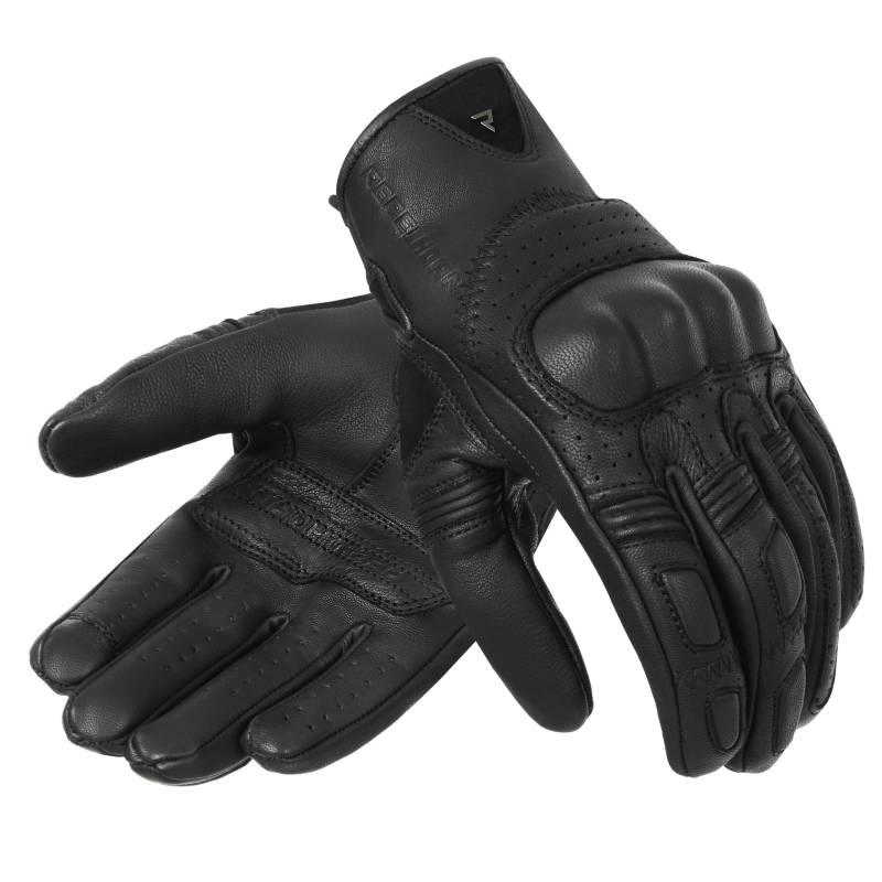 REBELHORN Thug II Motorradhandschuhe Herren | Ziegenleder | Perforiert | SAS-TEC Paneele zur Absorption von Schlag | Atmungsaktives Futter | Unterstützung für Touchscreens von REBELHORN