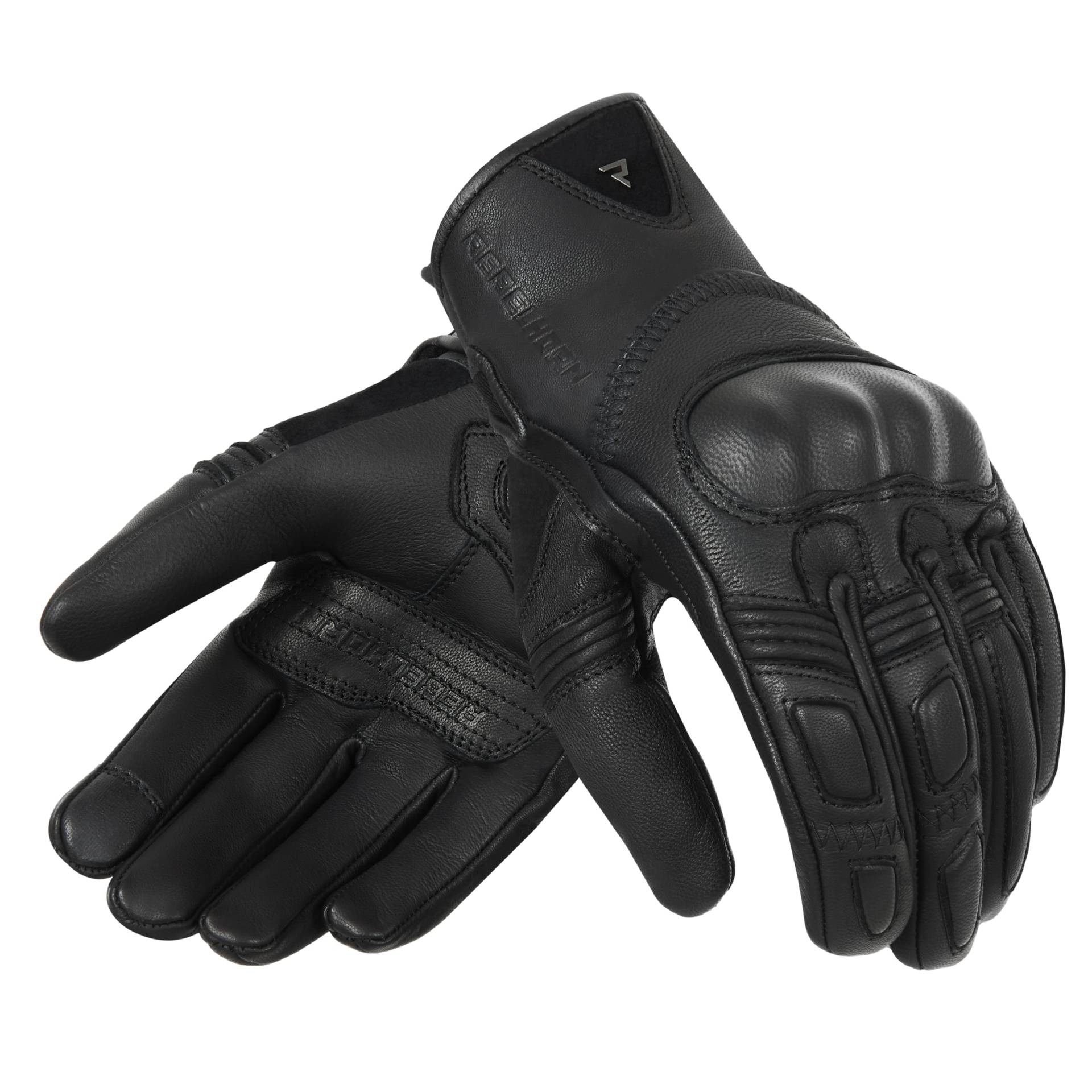 REBELHORN Thug II Motorradhandschuhe Herren | Ziegenleder | SAS-TEC Paneele zur Absorption von Schlag | Atmungsaktives Futter | Unterstützung für Touchscreens von REBELHORN