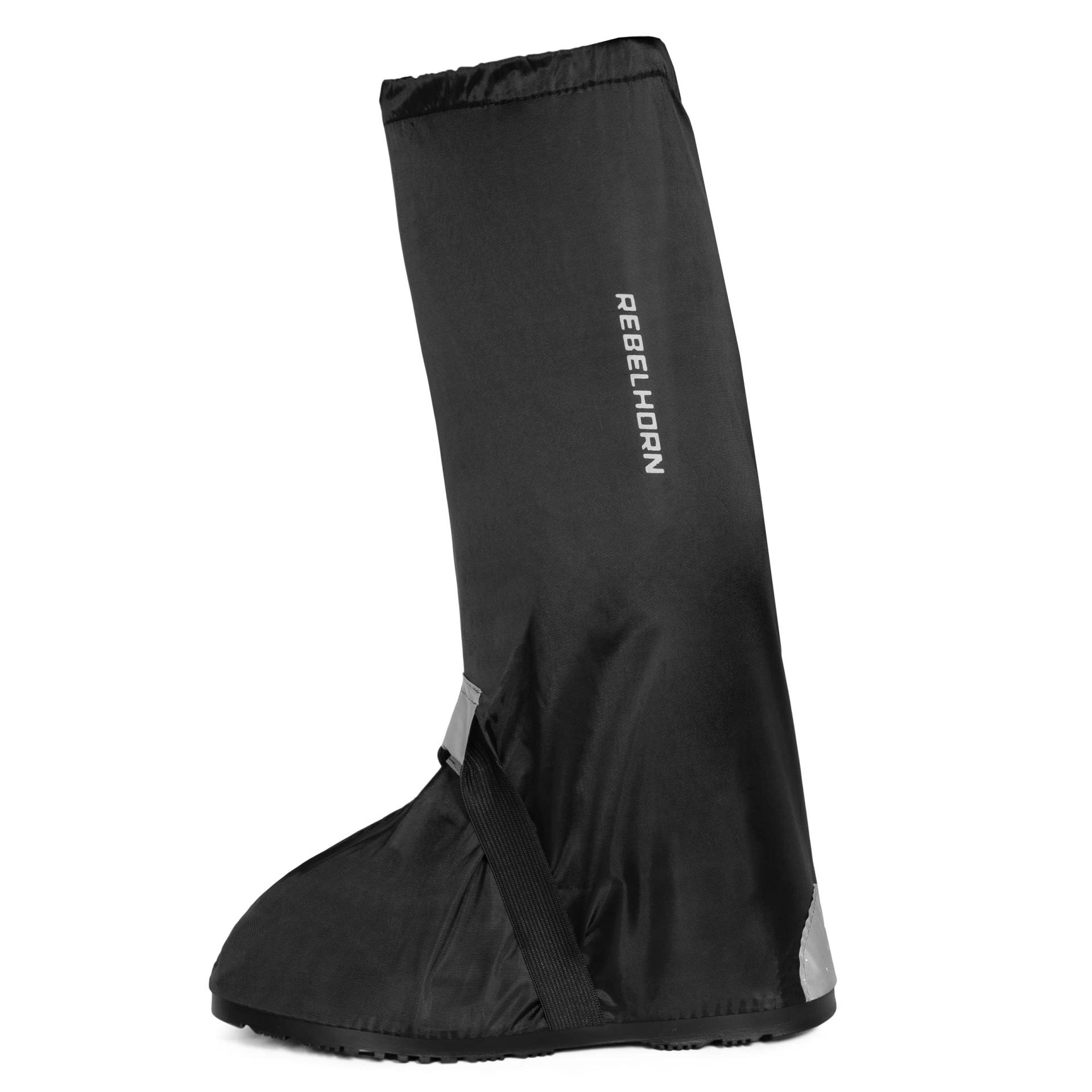 REBELHORN Thunder Wasserdicht Regenschutz für Motorradstiefel Rutschfeste Sohle Elastische Bänder Reflektierende Elemente von REBELHORN