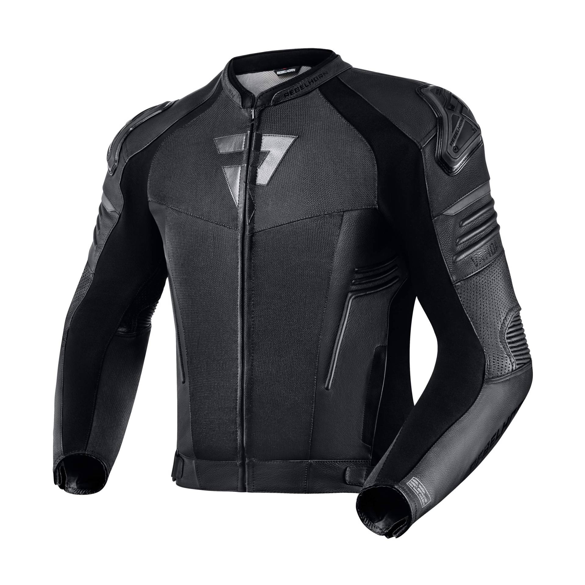 REBELHORN Vandal Air Rindsleder Motorradjacke für Männer Ellbogen- und Schulterschutz Softshell Weste Belüftung Reflektierende Elemente 7 Taschen von REBELHORN