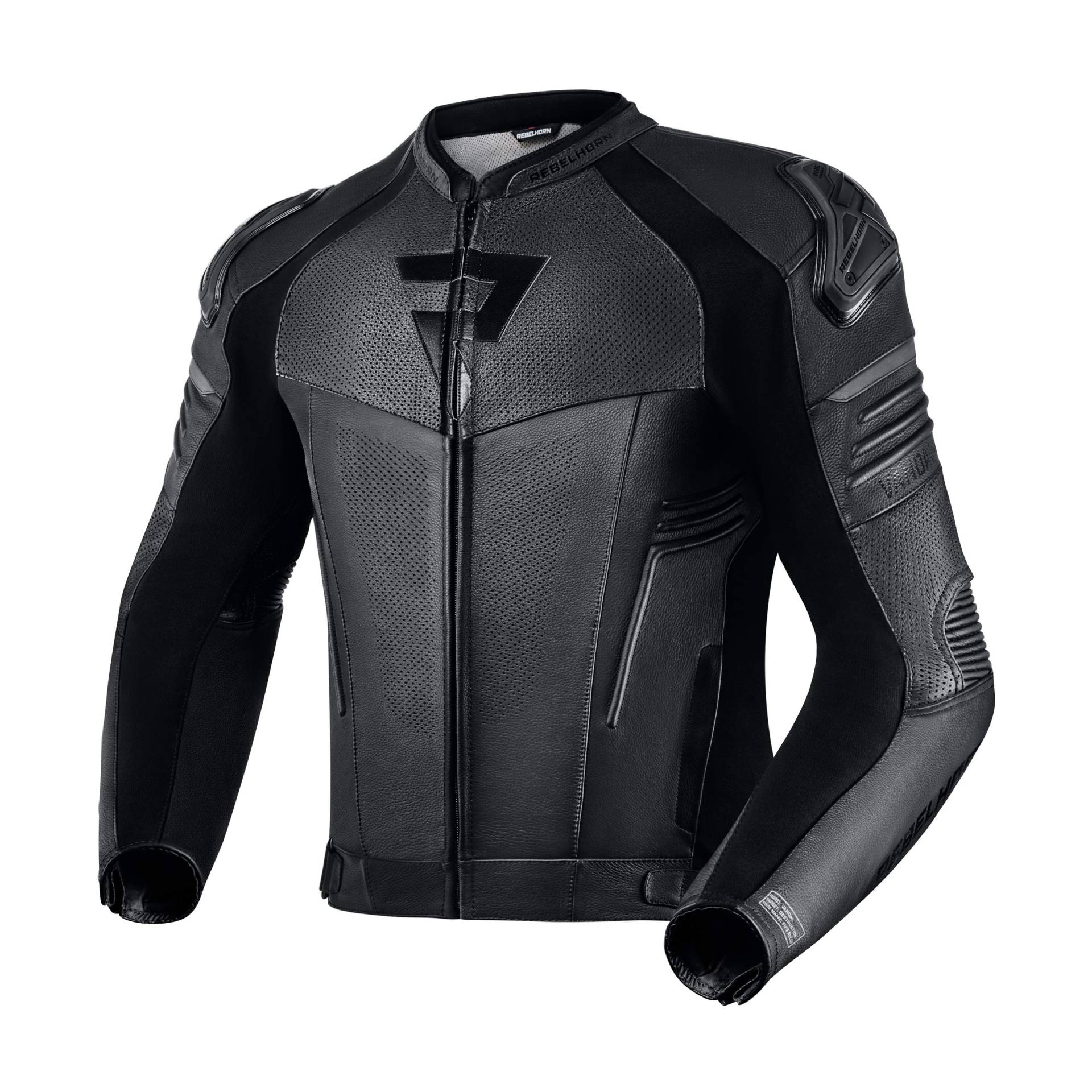 REBELHORN Vandal Motorradjacke Herren | Rindsleder | Ellbogen und Schulterprotektoren Stufe 2 | Schulterschieber | Softshell In&Out Weste | Perforierte Belüftungspaneele von REBELHORN