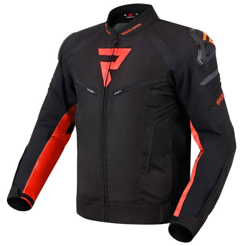 REBELHORN Vandal Motorradjacke Herren | Textil | Abnehmbare Wasserdichte Membran | Ellbogen und Schulterprotektoren Stufe 2 | Schulterschieber | 5 Belüftungskanäle von REBELHORN