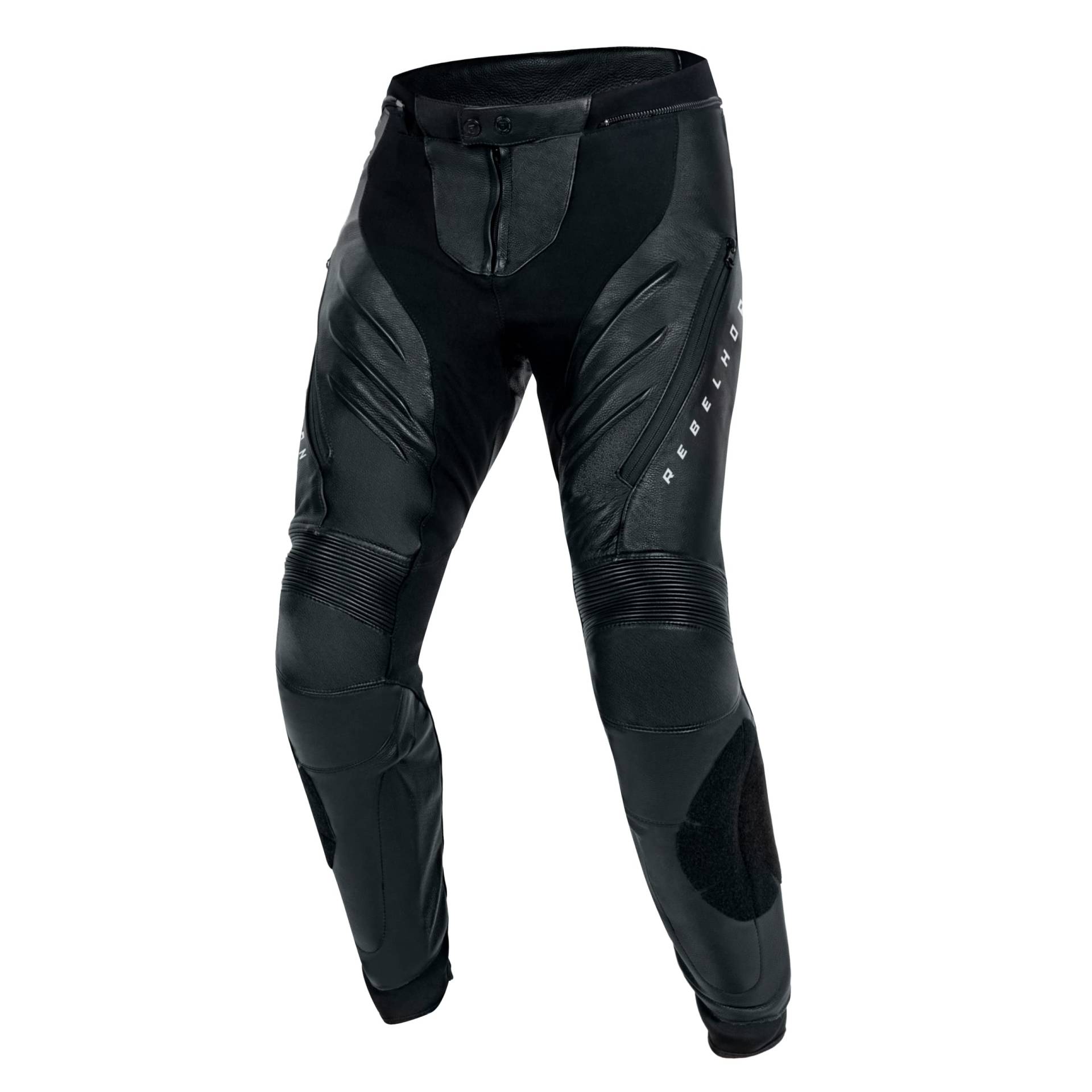 REBELHORN Veloce Motorradhose Herren | Leder | Knie und Hüftprotektoren Stufe 2 | Knieschieber | 2 Belüftungskanäle mit Reißverschluss von REBELHORN