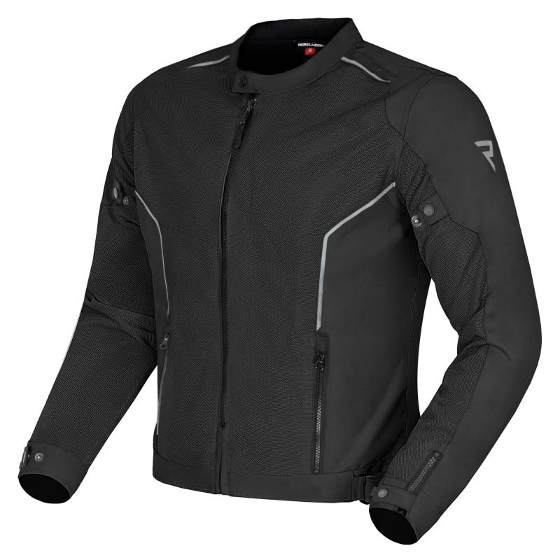 REBELHORN Wave Motorradjacke Herren | Textil | Mesh-Belüftungseinsätze | Ellbogen und Schulterprotektoren Stufe 2 | Rückenprotektor Tasche von REBELHORN