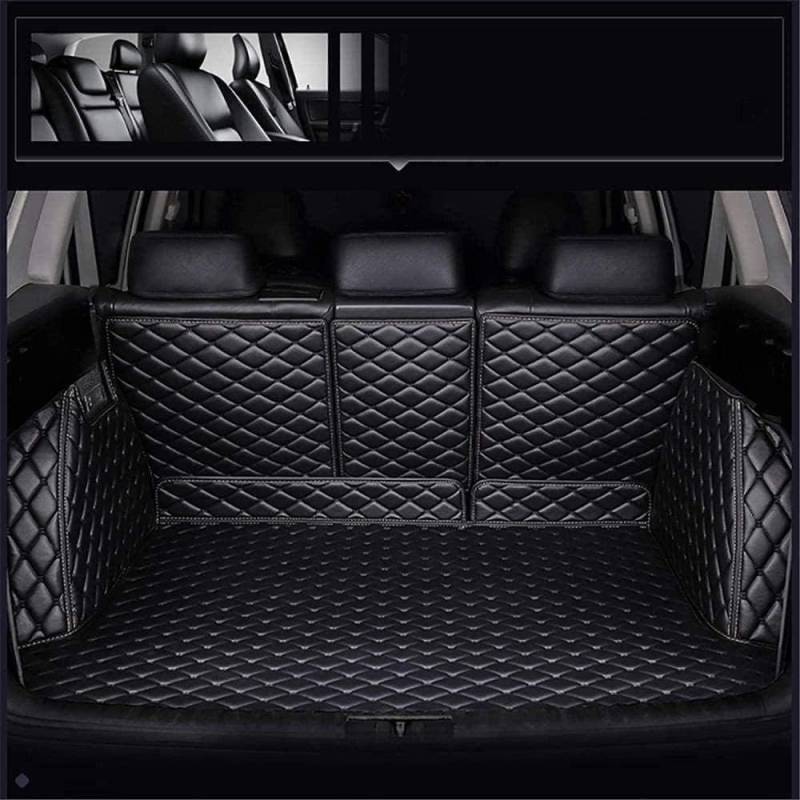 Leder Kofferraummatten mit Vollständiger Abdeckung für Land Rover Discovery IV Discovery 4 / LR4 (L319, 7-seat) 2009-2016,Kofferraumwanne Schmutzmatte Gepäckmatte,A/Black von REDZZ