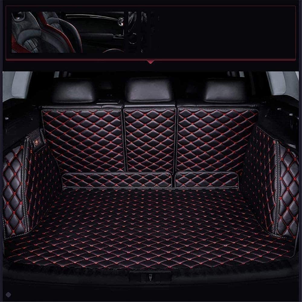 Leder Kofferraummatten mit Vollständiger Abdeckung für Land Rover Discovery IV Discovery 4 / LR4 (L319, 7-seat) 2009-2016,Kofferraumwanne Schmutzmatte Gepäckmatte,A/BlackRed von REDZZ