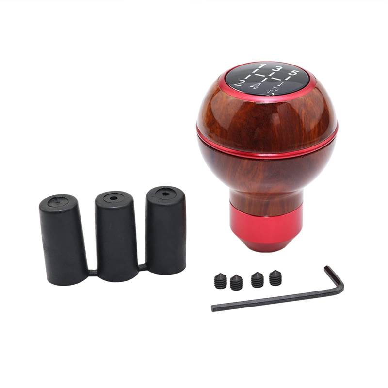 REETBQNMN Universal passend for Mahagoni Auto Schaltgetriebe 5 Gang Schaltknauf Schaltknauf Schalthebelknauf passend for Toyota passend for Nissan passend for Mazda Shift knob(Red Ring) von REETBQNMN