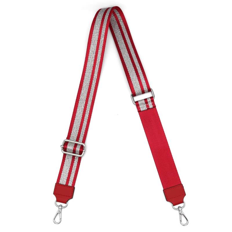 Taschengurte Zum Wechseln Silber Karabiner Verstellbarer Schultergurt für Taschen 3.8 Breit Taschengurt Schulterriemen für Taschen für Damen Herren 80-135cm Verstellbarer Taschenriemen (rot-1) von REETEE