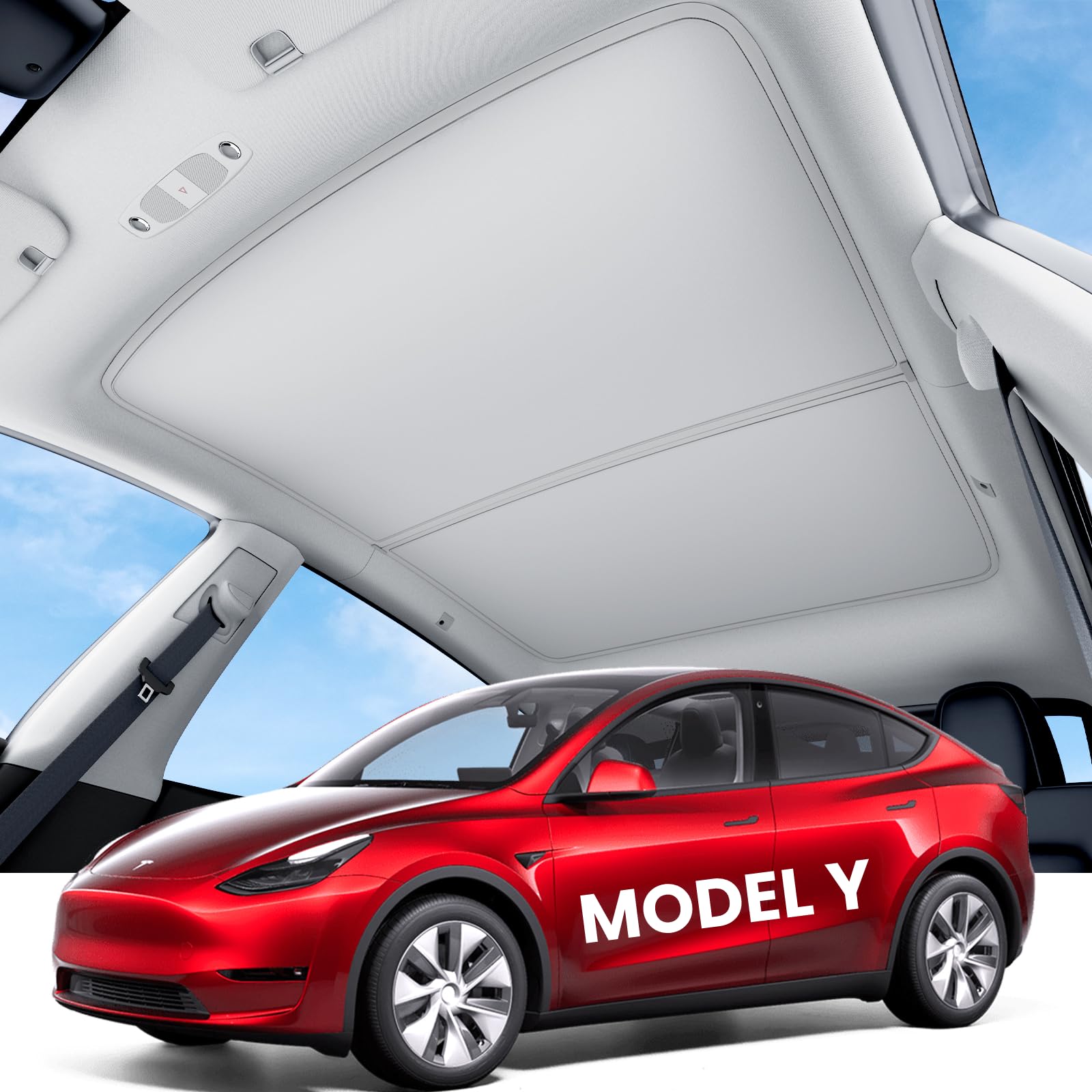 REEVAA Tesla Model Y Glasdach, Sonnenschutz, Sonnendach, Wärmedämmung, Dachfenster, Sonnenschutz 2020, 2021, 2022, 2023, 2024, 2 Stück von REEVAA