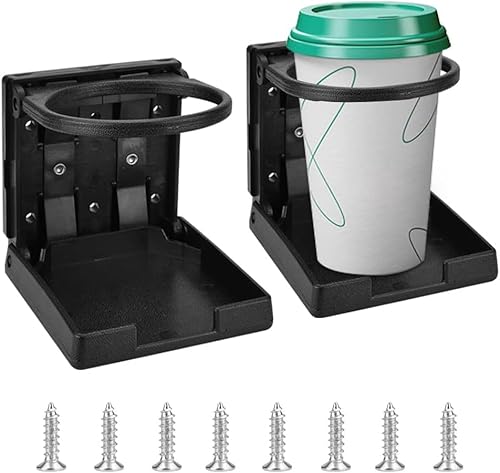 Reforung 2 Stück Auto Getränkehalter Klappbar Dosenhalter Verstellbarer Flaschenhalter Becherhalter Cup Holders Kaffeebecherhalter Tassenhalter Folding Drink Holders für Boot KFZ LKW RV Zubehör von REFORUNG