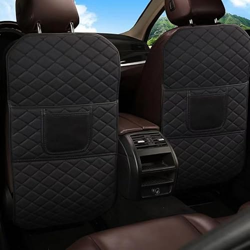 Auto Rücksitz Anti Kick Pad für Audi A8 (4seats) 2006-2023, Leder Autositz Anti Kick Mat, Wasserdicht Schmutzabweisend Sitzschutz Zubehör, Rückenlehnenschutz Matte,A/Black von REIJAX