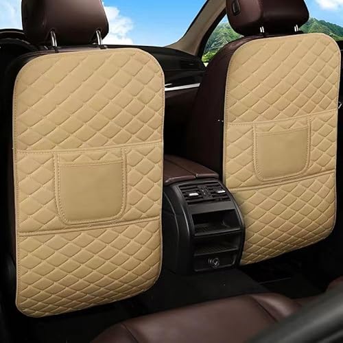 Auto Rücksitz Anti Kick Pad für Audi A8 (4seats) 2006-2023, Leder Autositz Anti Kick Mat, Wasserdicht Schmutzabweisend Sitzschutz Zubehör, Rückenlehnenschutz Matte,D/Biege von REIJAX