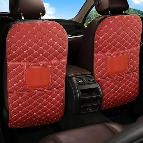 Auto Rücksitz Anti Kick Pad für Audi RS5 2012-2023, Leder Autositz Anti Kick Mat, Wasserdicht Schmutzabweisend Sitzschutz Zubehör, Rückenlehnenschutz Matte,E/WineRed von REIJAX