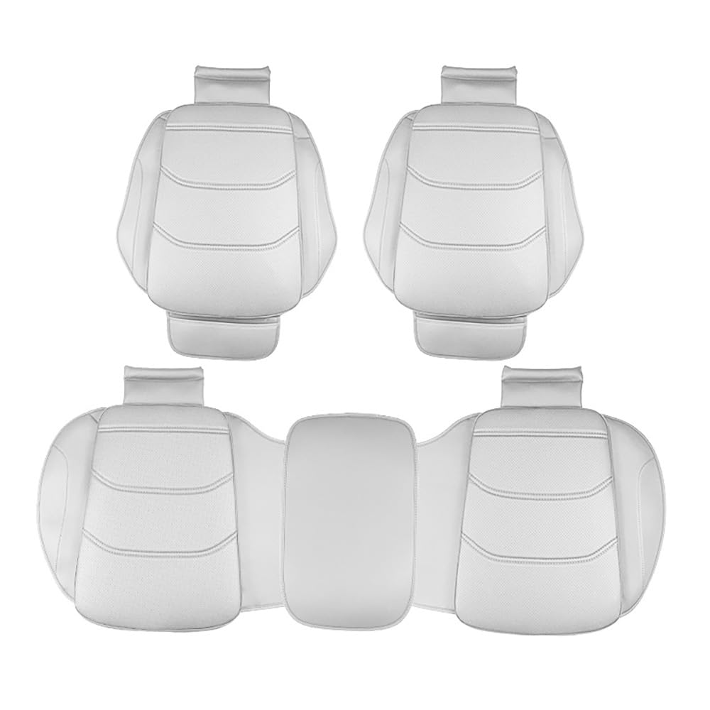 Autositzkissen, Für Peugeot 208 GT-Line 2019-2024 / Peugeot e-3008 2023-2024 atmungsaktive Vier-Jahreszeiten-High-End-Autositzbezüge Fünfsitz-Halbbezug-Autositzkissen, (Color: White) von REIJAX