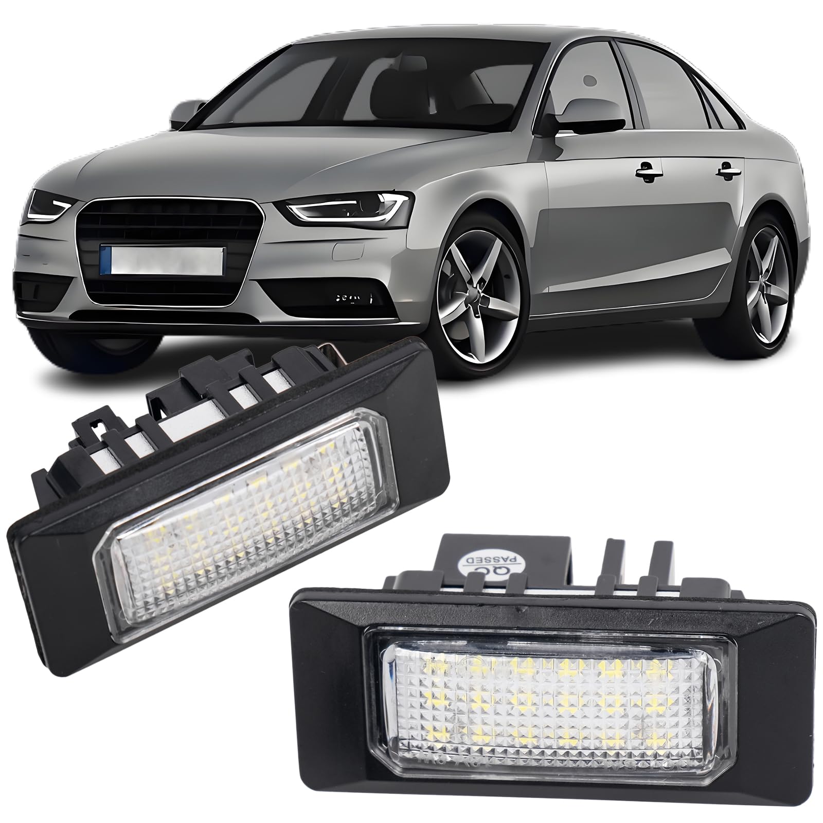 REINKO LED Kennzeichenbeleuchtung passt für Audi A1 8X A3 8V 8Y A4 B8 B9 8K 8W A5 8T A6 C7 C8 4G 4A A7 Q3 8U Q5 8R Q7 4M TT 8J von REINKO