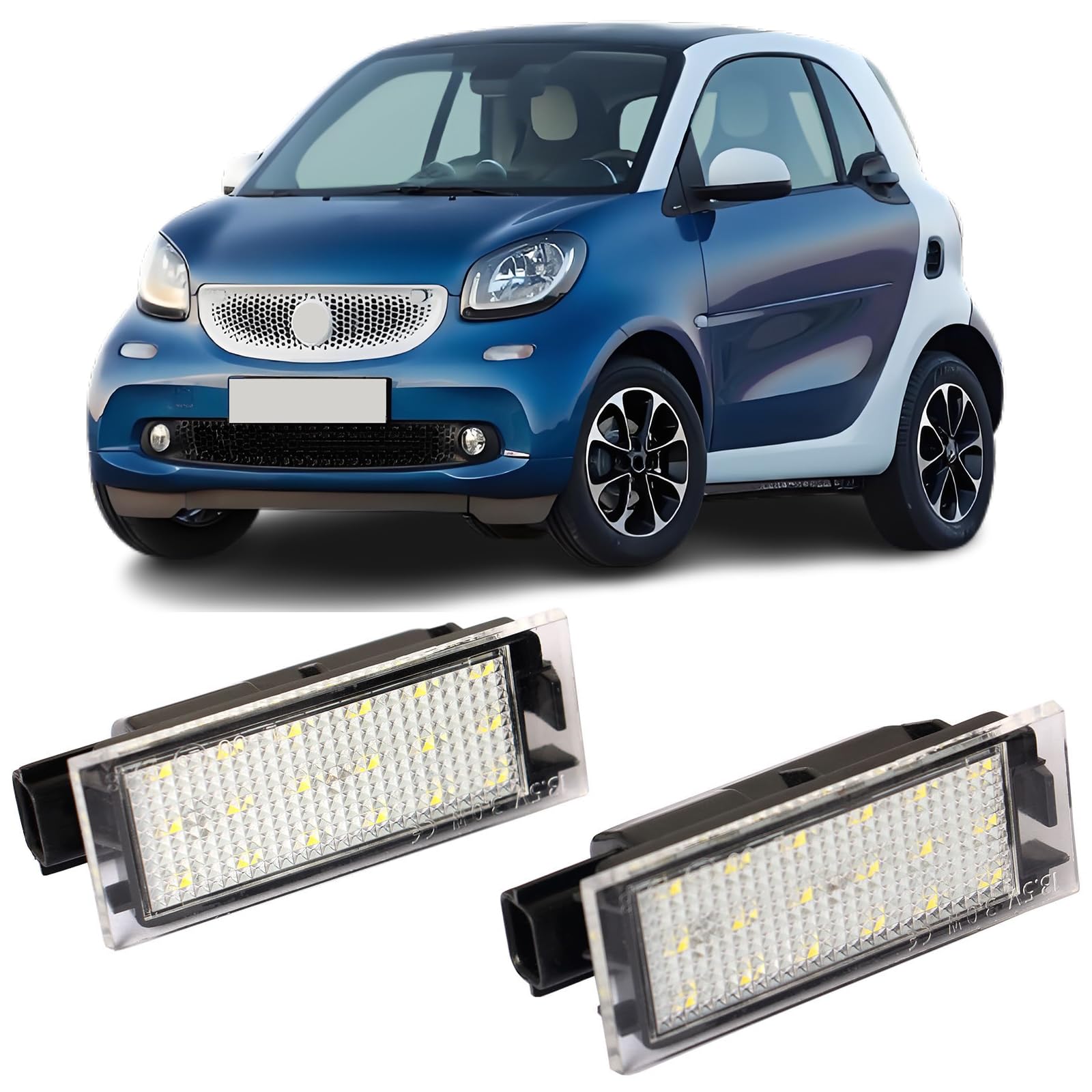 REINKO LED Kennzeichenbeleuchtung passt für Smart Forfour Fortwo Coupe Cabrio. W453 von REINKO