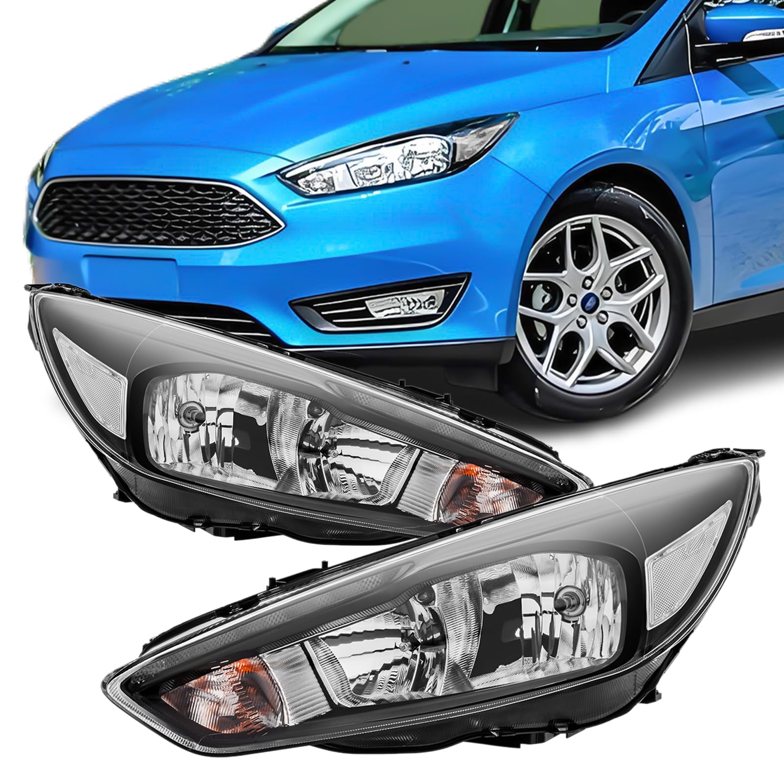 REINKO Scheinwerfer LED DRL für Ford Focus III MK3 Facelift Schwarz Hauptscheinwerfer von REINKO