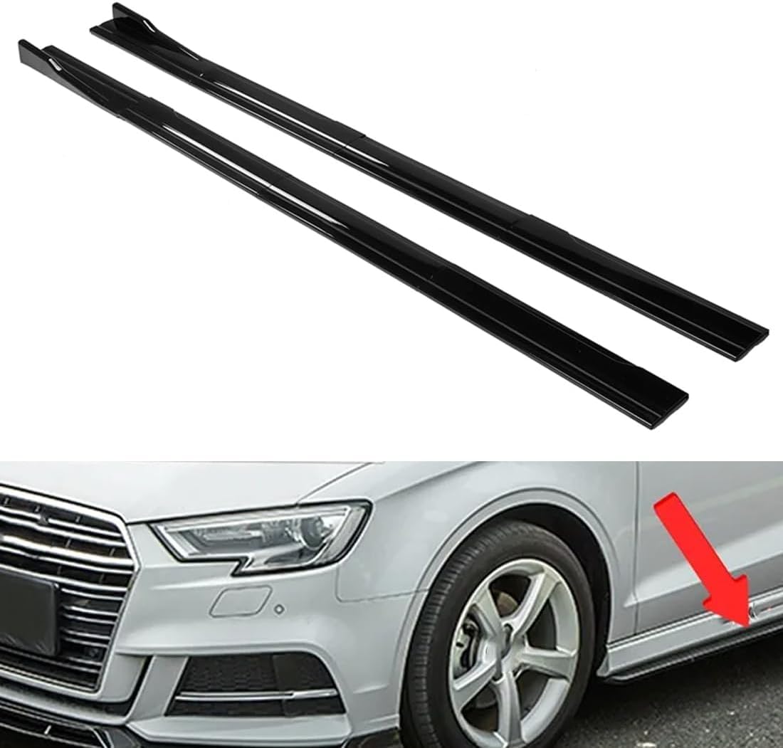 Auto-Seitenschweller für Audi A3 S line / S3 2017-2019, Seitenschweller-Verlängerung, Rocker-Panel-Splitter, Styling-Zubehör,Glossy Black von REMAZ