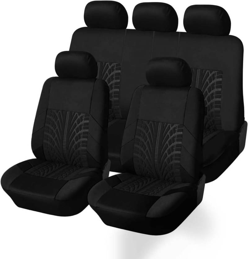 Auto Sitzbezüge Sets für Alfa Romeo 147 2000-2003 2004 2005 2006 2007 2008 2009 2010 2011, 5 Sitzer Allwetter Atmungsaktiv Autositz Schonbezug Innenraum Zubehör,B-Black von REMAZ