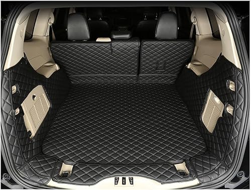 VollstäNdige Einkreisung Kofferraummatte Kofferraumwanne für Ford Edge 5-Seats 2021-2023 2024 2025, rutschfest Kratzfestem Leder Kofferraummatten,A-Black von REMAZ